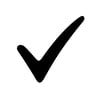 An icon of a tick mark black on a white background to act as keypoints More stylised version but still clearly a tick symbol Make the background fffff-1